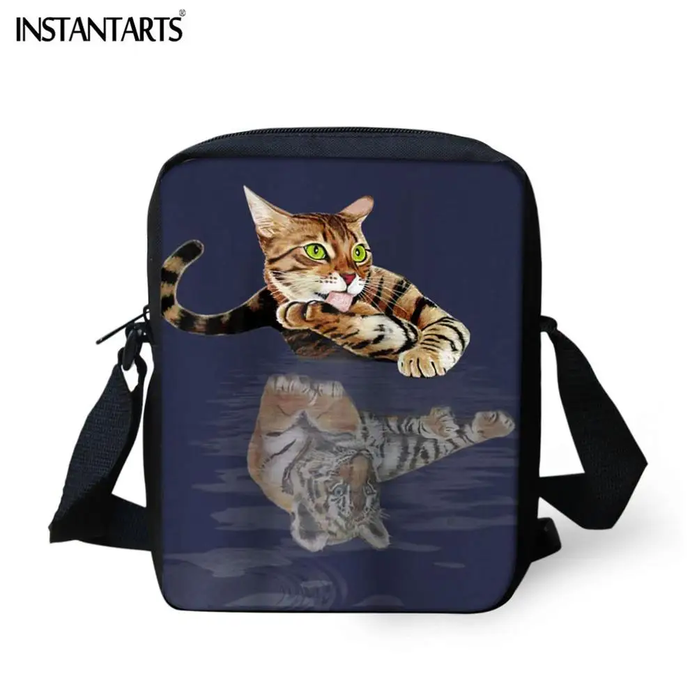 INSTANTARTS Забавный 3D Кот отражение Тигр принт мальчики девочки школьные сумки ученики начальной школы рюкзак повседневная детская школьная сумка - Цвет: HK856E