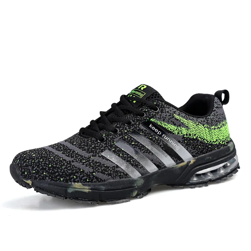 OZERSK/; Лидер продаж; Мужская Роскошная Брендовая обувь Flyknit; Модная Повседневная Удобная дышащая обувь; прогулочная обувь на шнуровке - Цвет: 01 Green