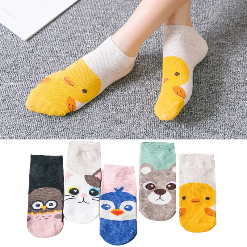 

5pairs=10pieces Kawaii Cartoon Women Socks Cotton Invisible Socks Cute Animal Stereo Ear Girl Ankle Socks Funny Breathable Socks