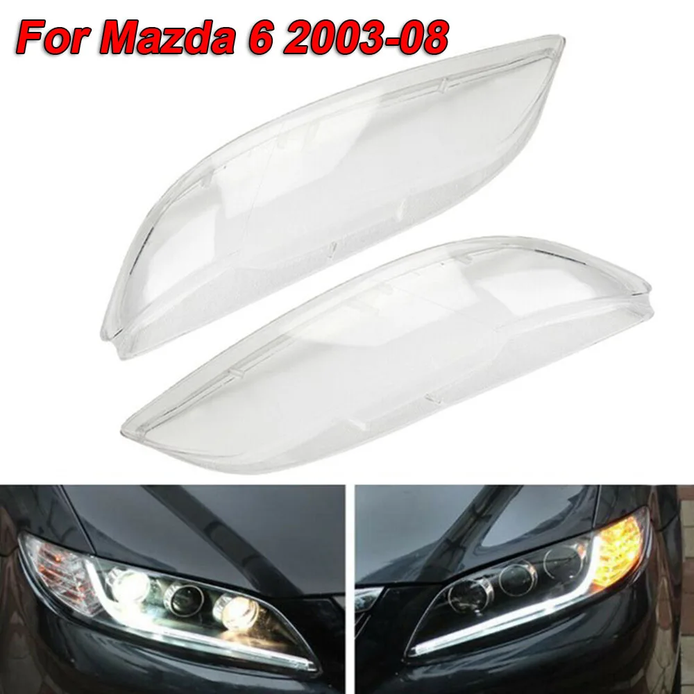 

2* Left Right Headlight Headlamp Cover Lens Replacement For Mazda 6 2003-20008