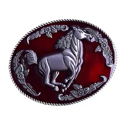 Красная бегущая лошадь пряжка для ремня в западном стиле хип-хоп металлическая Родео винтажная Мужская пряжка