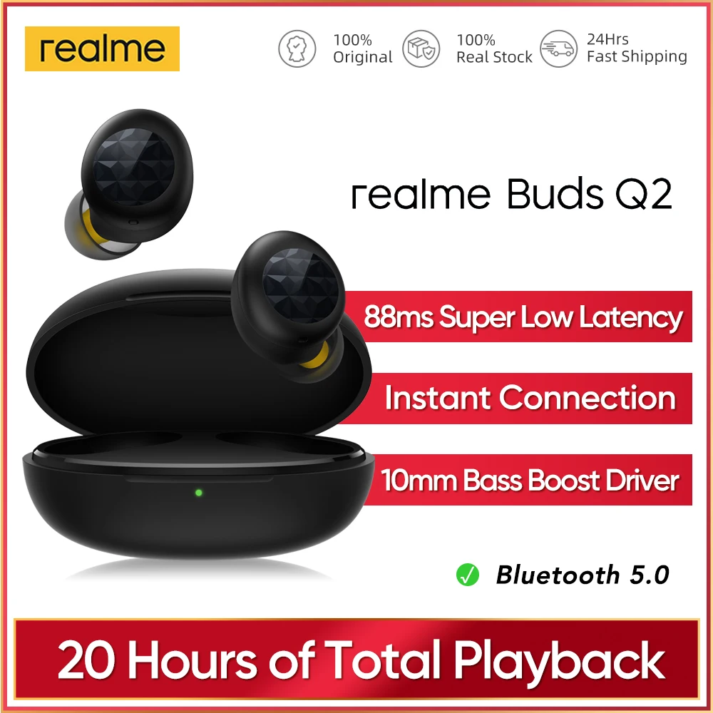 Realme Buds Q2 Tws Wireless Headphones Bluetooth Earphones Touch