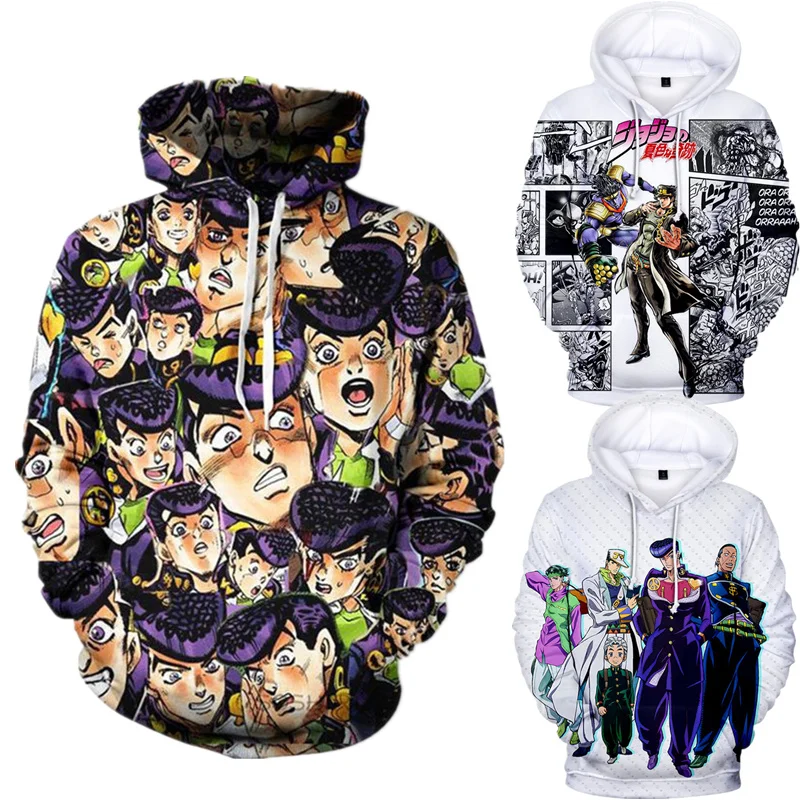 

JOJO Bizarre Adventure Pullover Top Hoodies Sweatshirts JOJO Cos Coat Men Harajuku Hip Hop Hooded Sweater Tracksuits Costume Boy