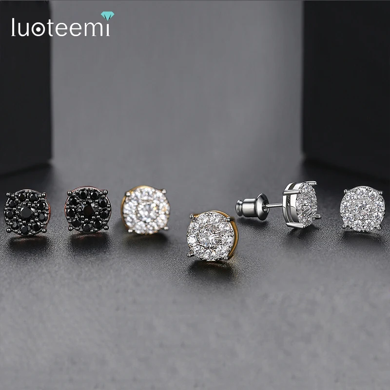 Элегантные и изысканные женские круглые серьги-гвоздики LUOTEEMI для женщин новые