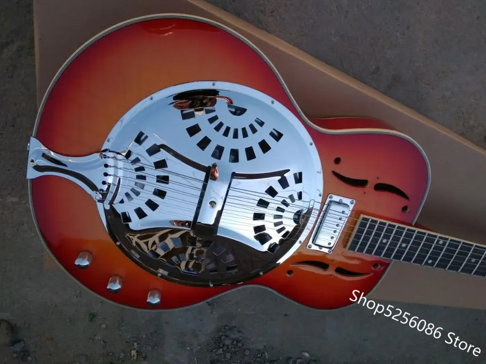 cherry burst гитара 6 струн низкая цена Dobro резонатор стальная электрогитара металлическая электрогитара