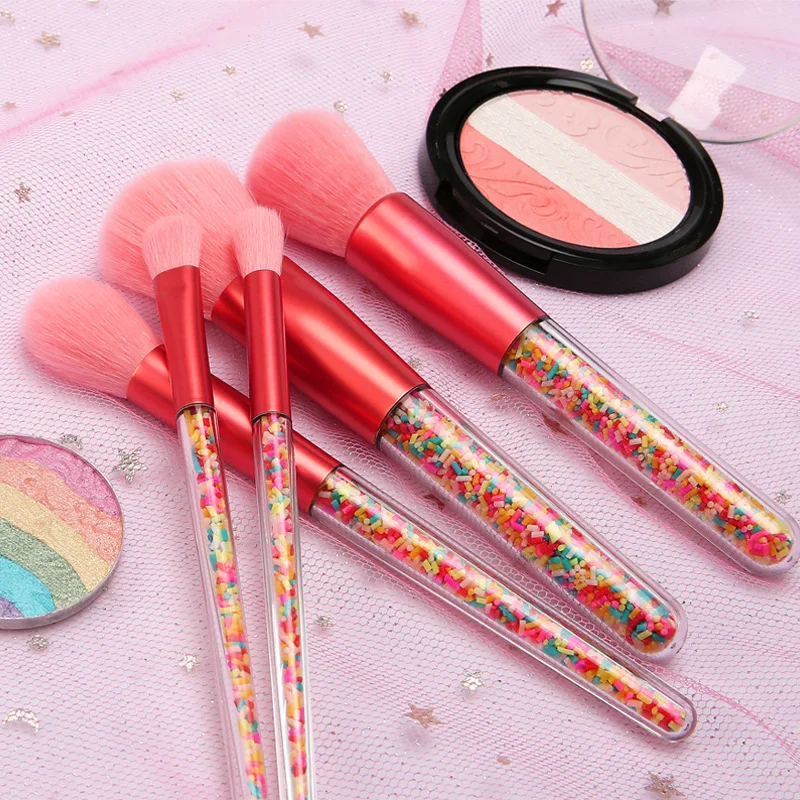 

2019 Newest Lollipop Candy Crystal 5pcs Makeup Brushes Set Colorful Lovely Foundation Blending Brush Makeup Tool maquillaje
