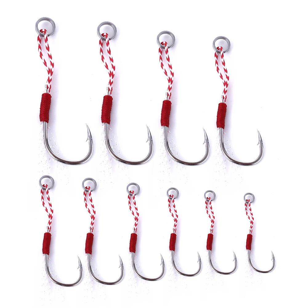 

5pcs Assist Hooks Jigging Assist Fishing Hooks with Line and Feather
