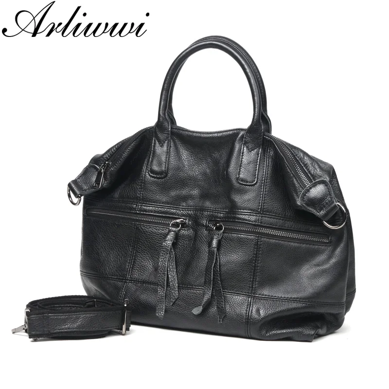US $44.62 Arliwwi Large Capacity Female 100 Real Leather Tote Handbags Soft Cow Leather Big Messenger Bags For Women New Gs04