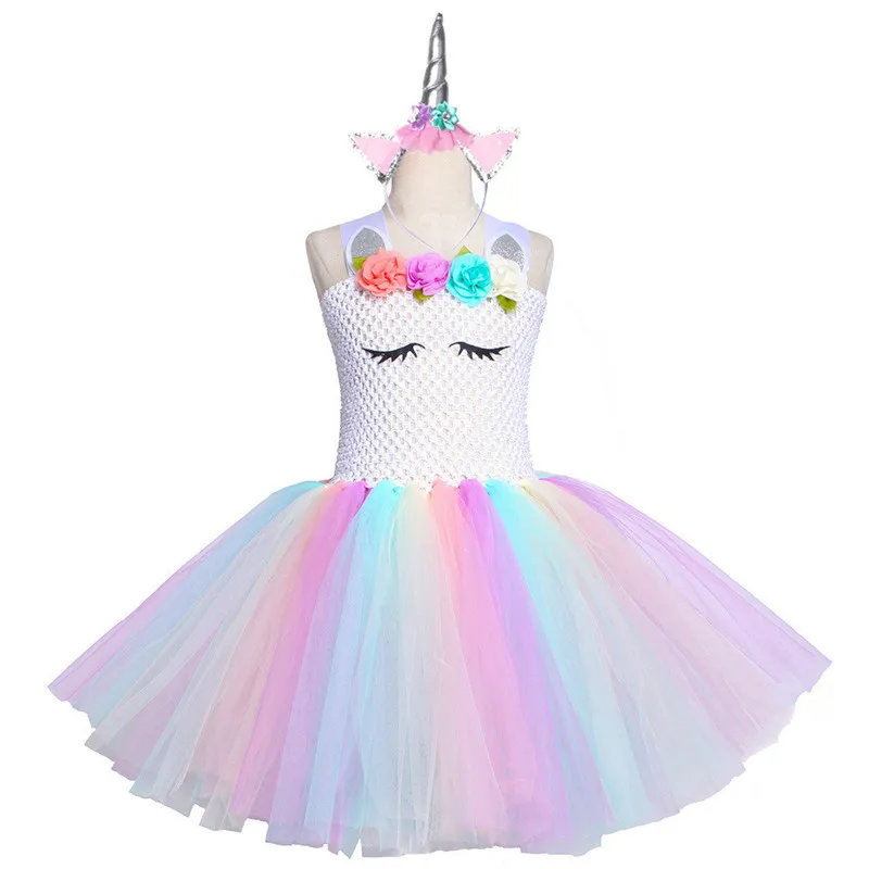 2020 Baby Cartoon Dresses for Girls Tutu Princess Party Dress Flower Cosplay Halloween Costume Clothing With Headband | Детская одежда