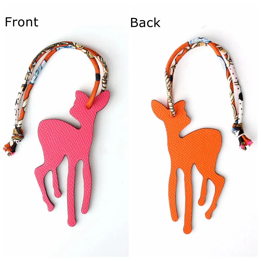 DEER PINK ORANGE Известный бренд на заказ ручной работы из натуральной кожи брелок в виде морского конька брелок для ключей женская сумка Подвески и кулоны, аксессуары - Цвет: DEER PINK ORANGE