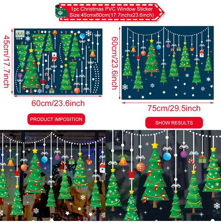 Рождественские наклейки на окна, ПВХ, Рождественское украшение для дома Noel Natal Navidad, Рождественский Декор,, подарок на год - Цвет: Window Sticker 6