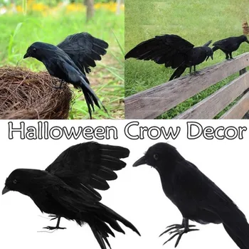 

Artificial Realistic Woodland Black Birds For Garden Home Halloween Decor DIY Halloween Decoration For Home Party Supplies