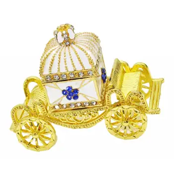 

Vintage Crown Car Hinged Jewelry Trinket Box with Enamel and Sparkling Rhinestones European Style Home Decor Ornaments
