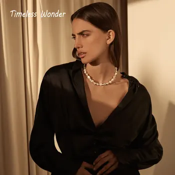 

Timeless Wonder Glam Baroque Pearl Statement Choker Necklace Women Jewelry Punk Gothic Boho Designer Top Ins Hip Hop Gift 4748