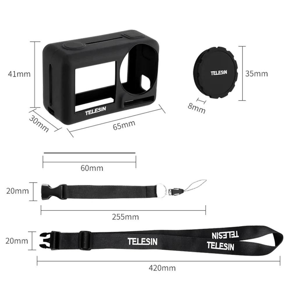 TELESIN мягкий силиконовый резиновый защитный корпус чехол и крышка объектива Ремешок для DJI OSMO аксессуары для экшн-камеры