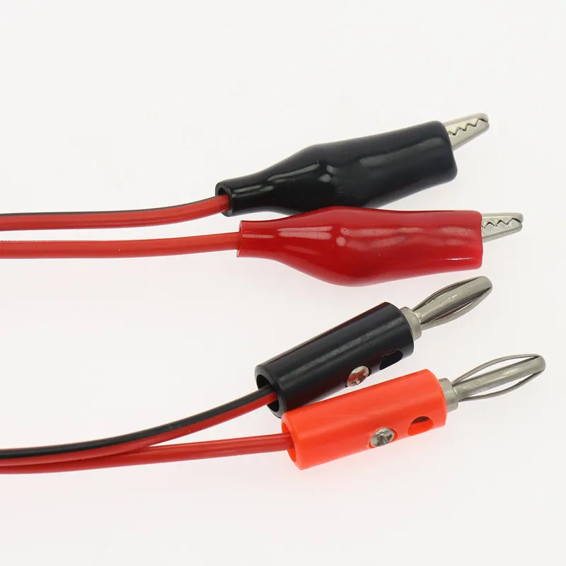 Dual Banana Plug-Alligator Clip Probe Test Silicone Lead Multimeter Cable Length 1 M
