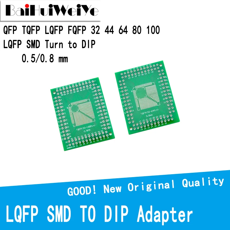 5PCS/LOT QFP TQFP LQFP FQFP 32 44 64 80 100 LQF SMD Turn To DIP Adapter PCB Board Converter Plate 0.5/0.8 mm 5pcs fqfp tqfp 32 44 64 80 100 lqfp to dip transfer board dip pinboard pitch adapter