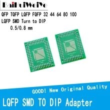 QFP Adaptador de giro a DIP, placa convertidora PCB, 100/0,5mm, TQFP LQFP FQFP 32 44 64 80 0,8 LQF SMD, 5 unids/lote