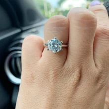 AEAW 1.0ct 3ct 5ct EF 라운드 18K 화이트 골드 도금 925 실버 Moissanite 링 다이아몬드 테스트 통과 보석 여자 친구 선물