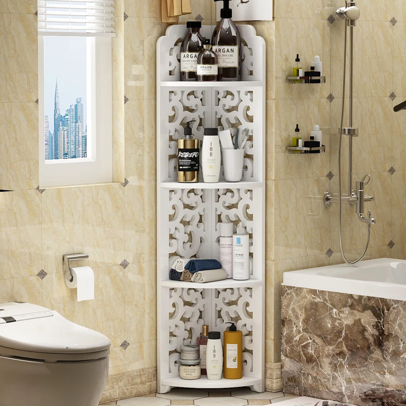 Bathroom Shelf Floor-standing Triangle Floor-to-ceiling Toilet Corner Rack Washing Table Bathroom Storage Rack