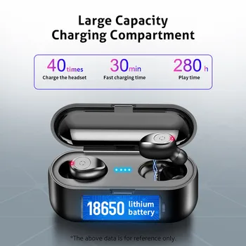 

Sports wireless headset Bluetooth V5.0 wireless Bluetooth headset button headset with 1500mah mobile power support iPhone