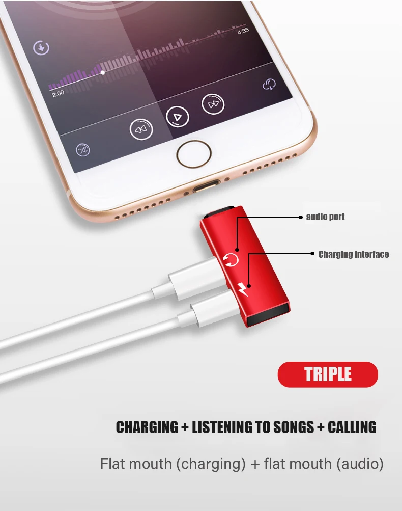 Двойной адаптер lightning Jack Aux для наушников IOS 13 ключ для iPhone для двух наушников аудио зарядное устройство адаптер кабель вызова