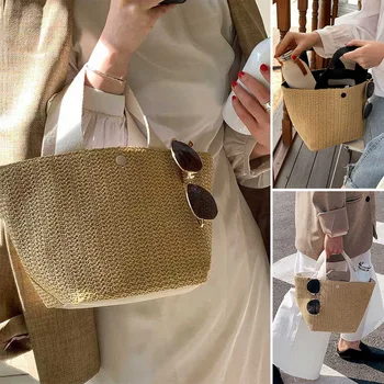 

New Capacity Straw Bags Women Handmade Woven Basket Bolsa Tote Summer Bohemian Beach Bags Luxury Brand canvas Lady Handbags
