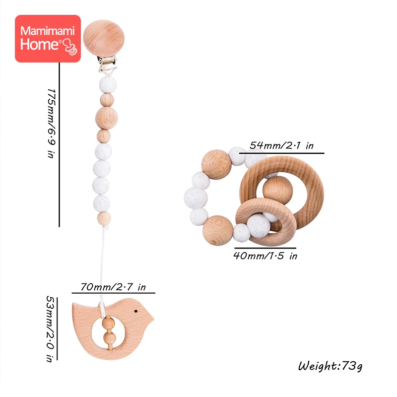 Mamihome детский деревянный прорезыватель, Детское Зубное кольцо, зажим, цепочка, кулон, браслеты для кормления, деревянный держатель для грызунов, силиконовые бусины, детские товары - Цвет: bird