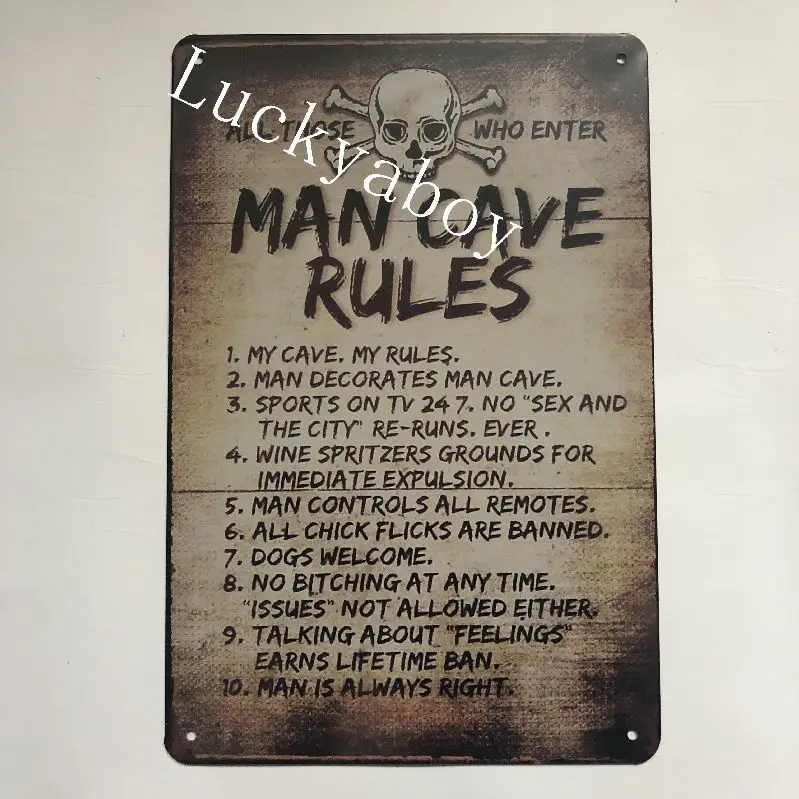 [Luckyaboy] Kitchen Bathroom Toilet Bar Man Cave rules Life Mom Cave Vintage Metal Retro Tin Sign Bar Cafe Garage Home Decor - Цвет: 13