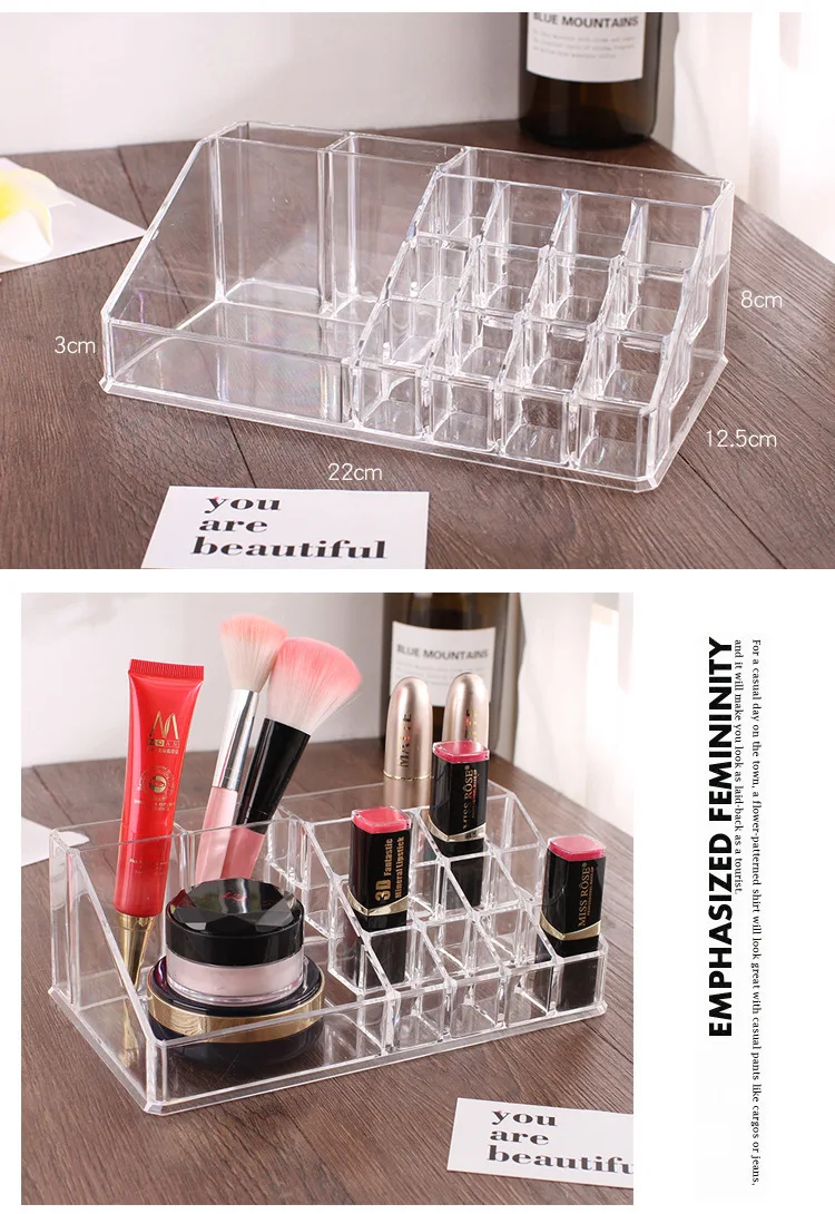 Acrylic Cosmetics Organizer Cotton Pads Container Storage Box For Makeup Acryl Multifunctional Lipstick Organizer (19)