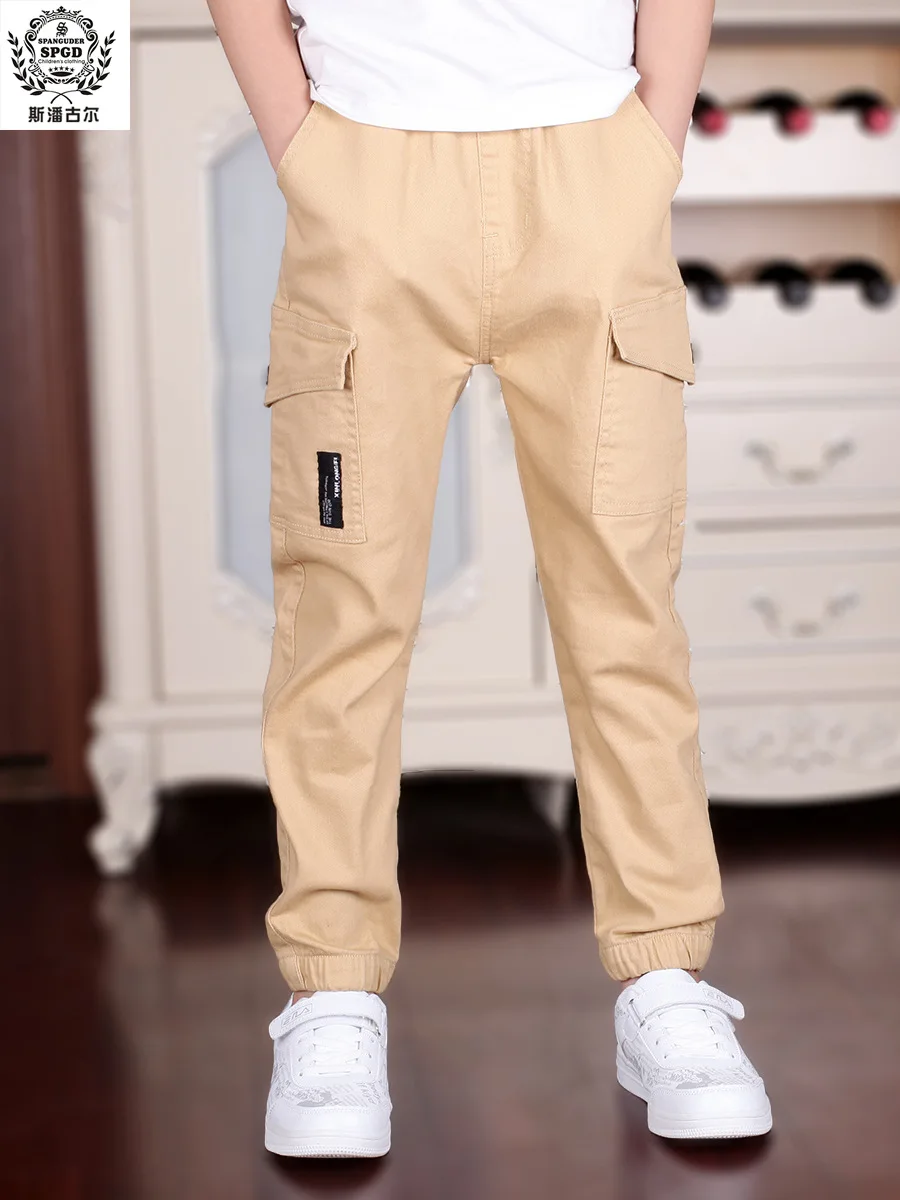 4-18T Boys Casual Cargo Pants Spring Autumn Big Pockets Trousers For Students boys pants