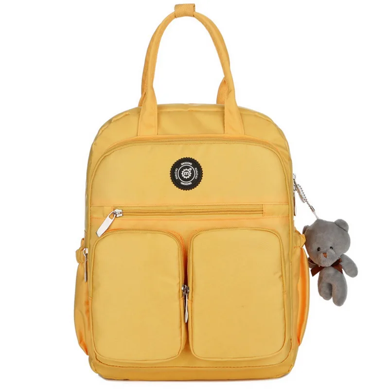 yellow backpack Повседневный женский рюкзак с несколькими карманами большой емкости водонепроницаемый для путешествий школы дропшиппинг холщовый рюкзак - Цвет: yellow backpack