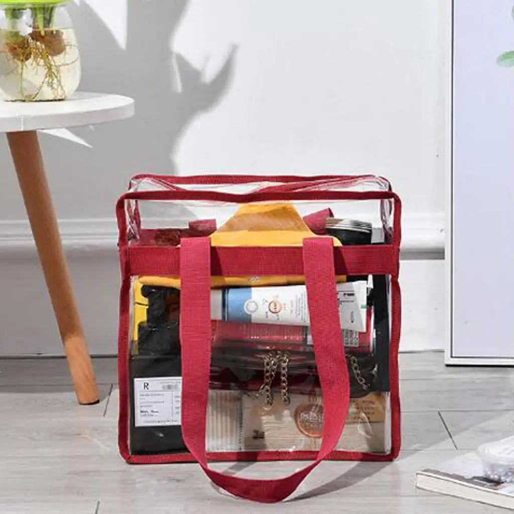 Women Water-proof PVC Clear Transparent Tote Bag Beach Makeup Bathing Wash Bag