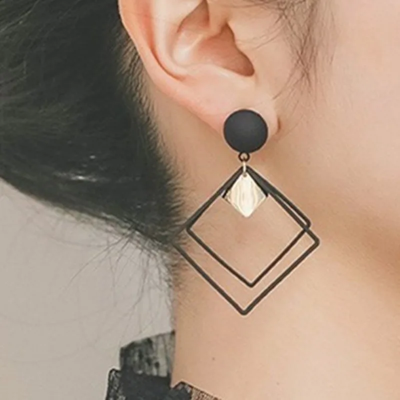 United States jewelry joker contracted square sequins studs exaggerated geometry pendant earrings personality | Украшения и