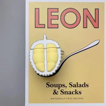 

Cute Funny 3D Durian Fruit Keychain Silicone Cases Bluetooth Wireless Earphone Case For Airpods 1 2 Charging Box bag