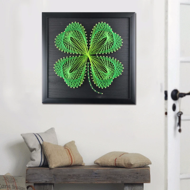 

Clover String Art 3d Wedding Decoration Handmade Gifts Diy Kit Nail Winding Painting Diamond Painting Green Cuadros Decoracion