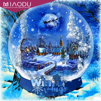 

Miaodu Full Square Round Diamond Painting Crystal Ball Craft Kit Diamond Embroidery Landscape Snow Needlework Christmas Gift