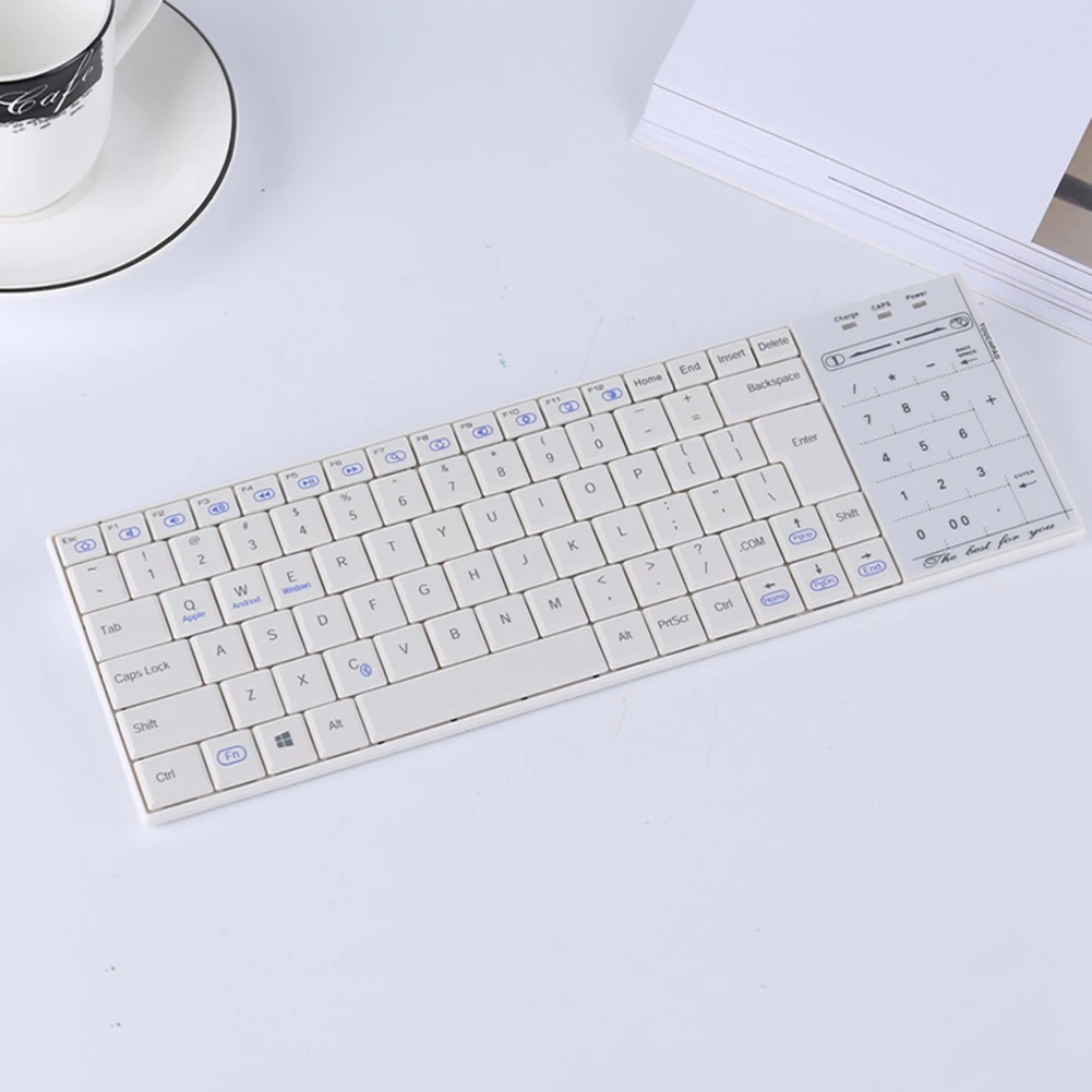 Новая Bluetooth 3,0 Беспроводная мультимедийная клавиатура трогательная перезаряжаемая клавиатура с мышью для ПК Android 999 - Цвет: Белый