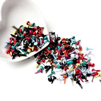 

Mixed Pastel Round Brads Scrapbooking Embellishment Fastener Brads Metal Crafts For Diy shoes Decoration Spikes 5X10mm 100PCs