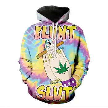 

Free shipping Fabulous Blunt Slut Hoodies trippy Tie-dye Weed Leaf 3d print Women Men casual Hooded Sweatshirt