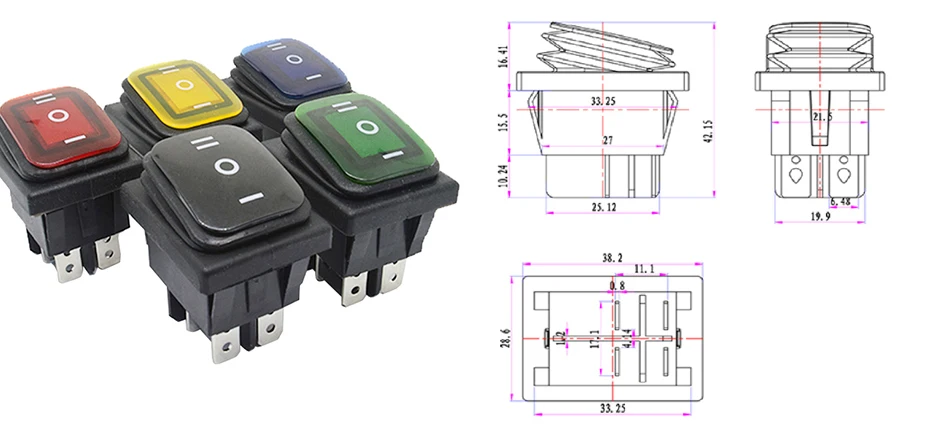 12V red LED rocker switch 1