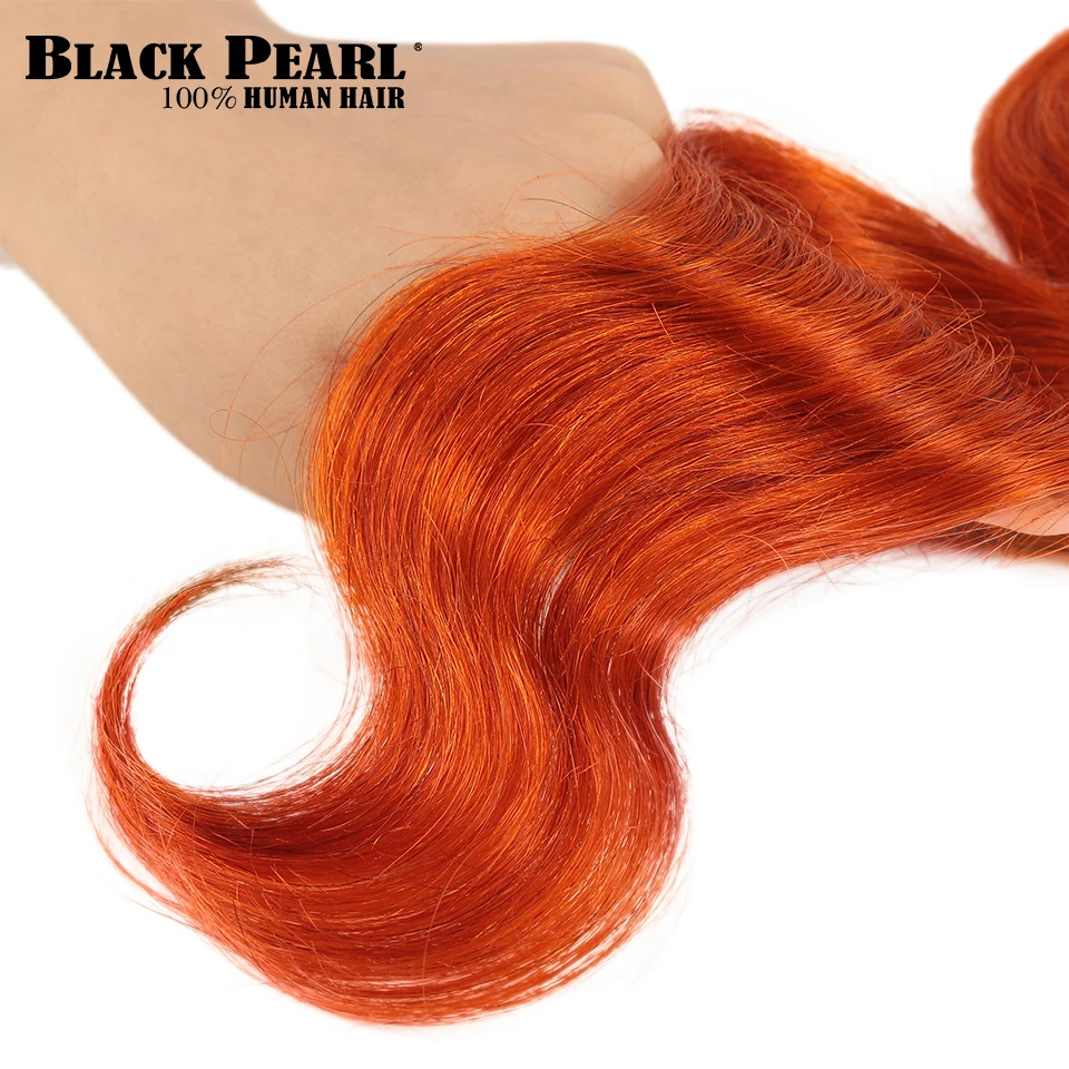 Black Pearl Ginger Hair Orange Bundles With Closure Brazilian Body Wave Human Hair Orange 3 Bundles With Closure Remy