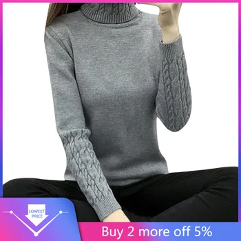 

New Ropa Mujer Invierno 2019 Womens Autumn And Winter Sweater Knitted Turtleneck Sweater Jumper Long Sleeve Swetry Roll Neck#C11