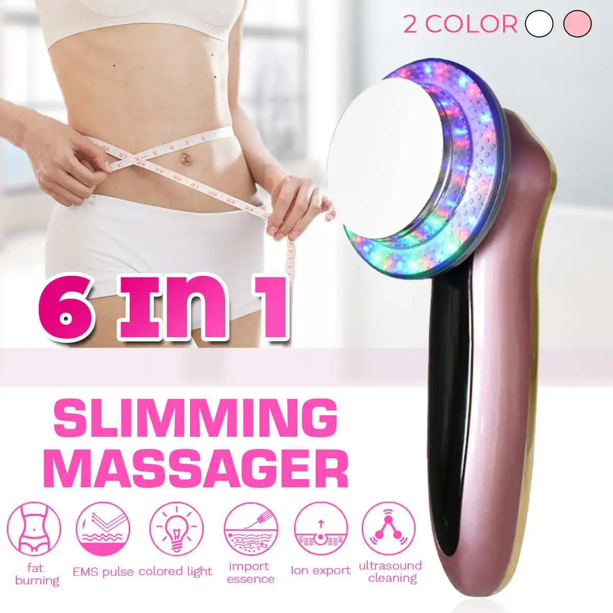 

6 in 1 Ultrasound Fat Cavitation Ems Infrared Body Slimming Massager Shaping Instrument Galvanic Infrared Burner