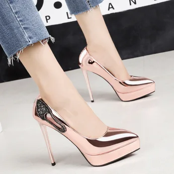 

Sexy Rhinestones Women Pumps Lady Dress Shoes Festival Party Wedding High Heels Shoes Female Stilettos Heels GWP051