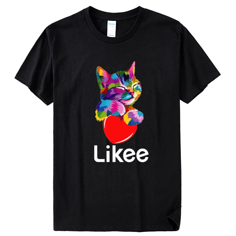 Мужская футболка Likee App классная Heart Cat 2020 забавная хлопковая одежда