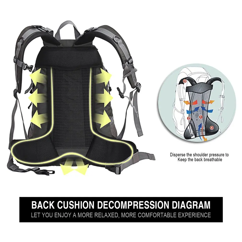 Водонепроницаемый 3D подвеска дышащий Туризм/альпинизм/Кемпинг рюкзак спортивная сумка большой емкости 35L унисекс