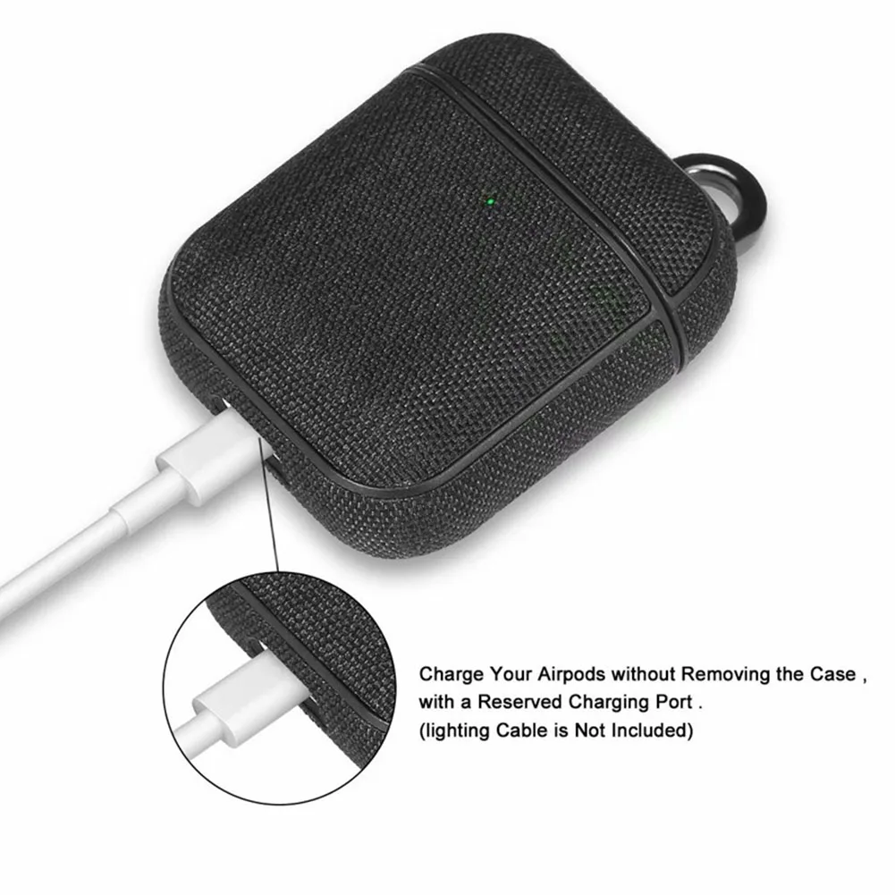 Чехол для наушников с тканевой текстурой для Apple AirPods 1 2 Bluetooth беспроводная гарнитура зарядная коробка противоударный чехол сумка с крючком