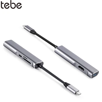 

tebe USB Type-C Hub Multifunction Docking Station 5-in-1 USB-C To HDMI USB 3.0 SD/TF Card Read Adapter For MacBook