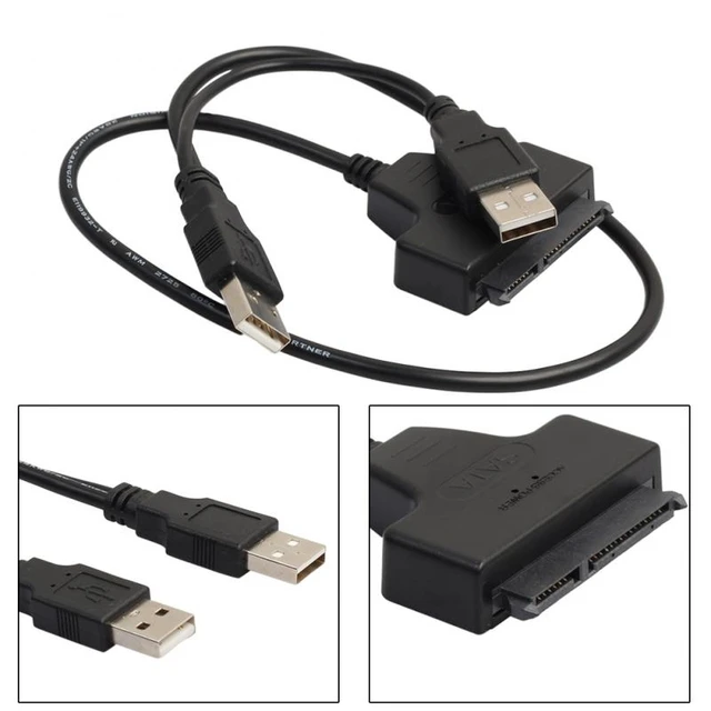 Adaptateur USB 2.0 SATA 7 + 15 broches pour disque dur interne HDD